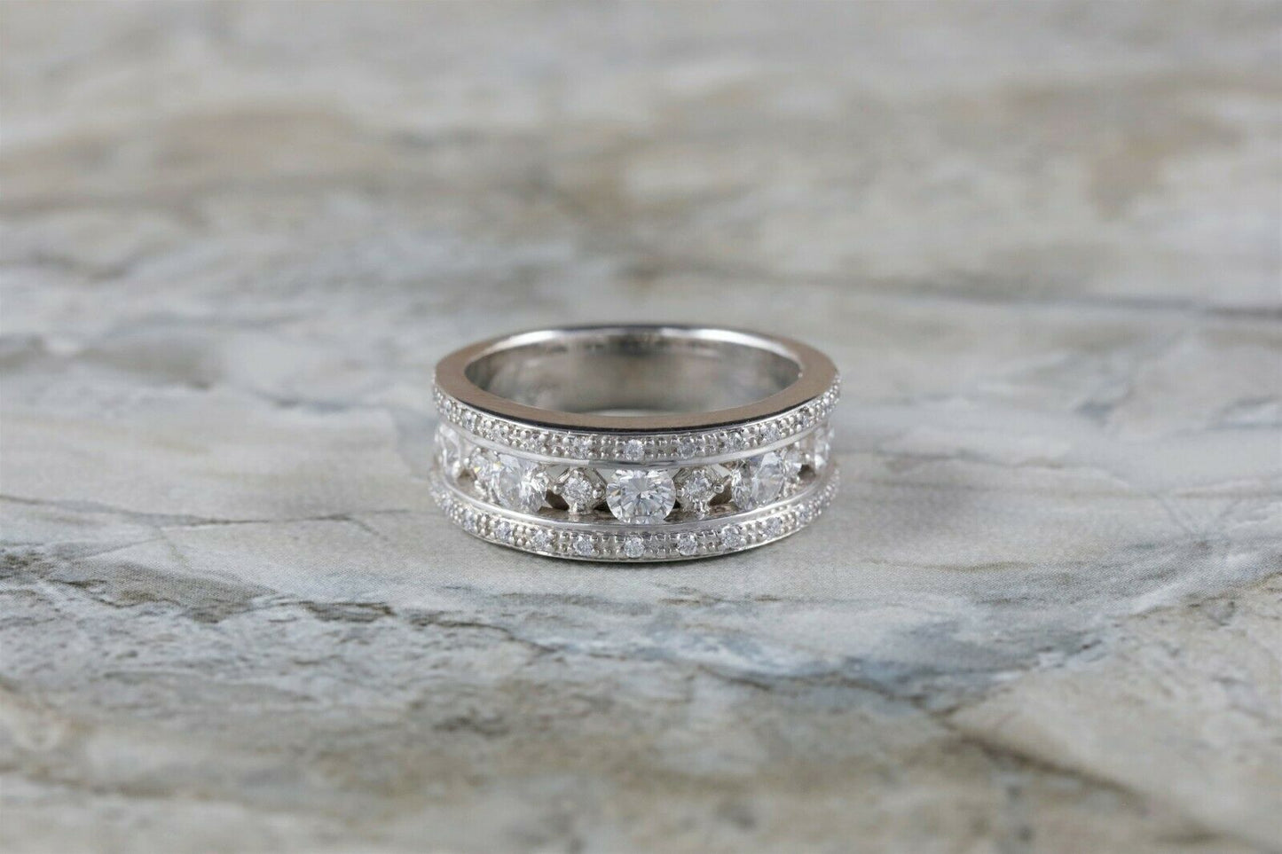 14k White Gold & Diamond Anniversary Band, Size 6.75 - 6.2g