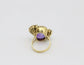 Vintage 18k Yellow Gold Amethyst & Diamond Ring, Size 7 - 10.2g
