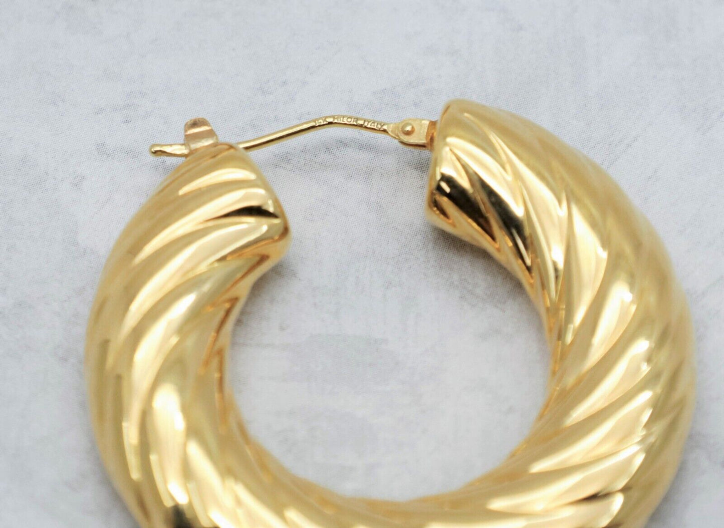 Milor 14k Yellow Gold Ladies 37mm Hoop Earrings - 10.6g