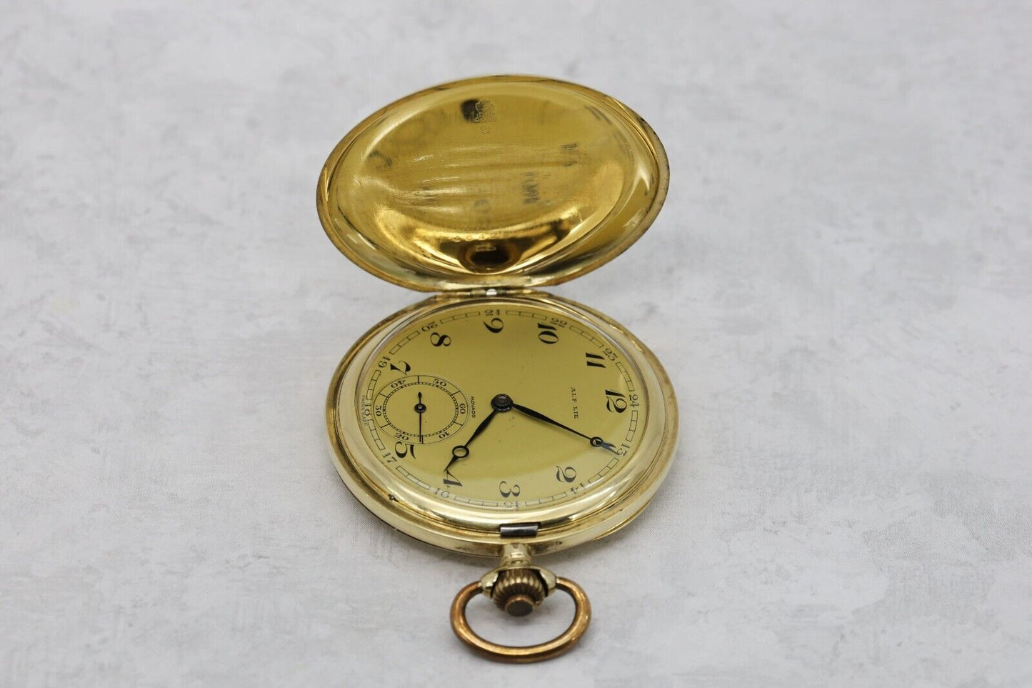 Vintage 14k Yellow Gold Movado Alf Life Pocket Watch & Case