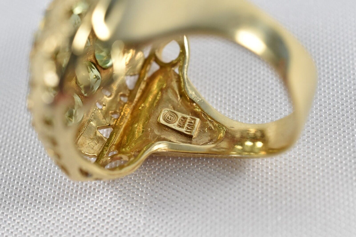 Vintage Burdick Co. 14k Yellow Gold Peridot Cluster Ring, Size 7 - 8.2g