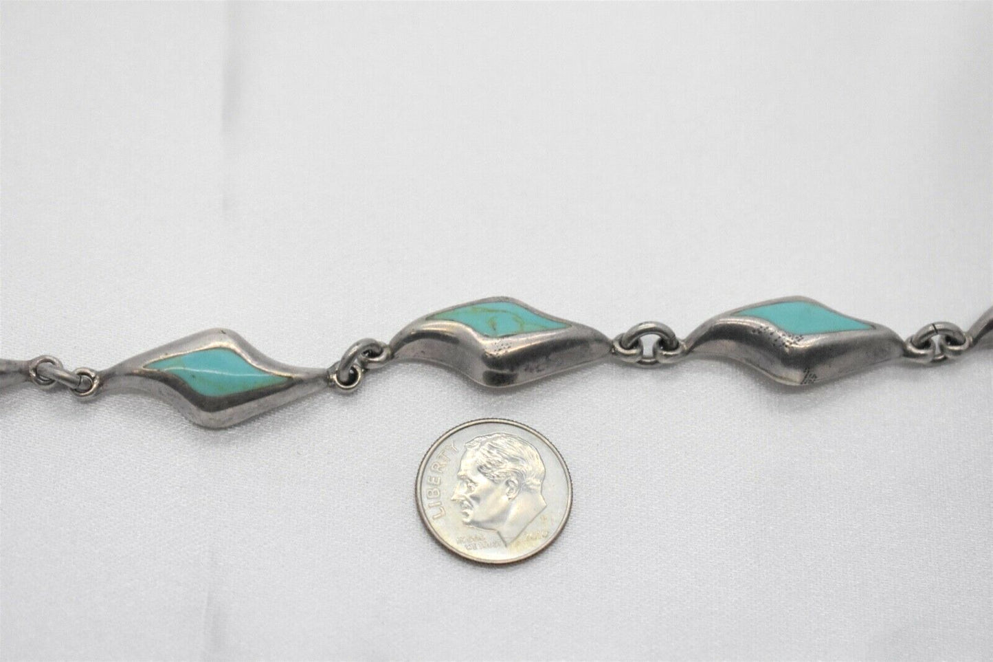 Sterling Silver Turquoise Bracelet, 7 inches - 24.2g