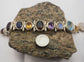 Vintage Sterling Silver Stone Bracelet, 7.5-8.5 inches - 41.7g