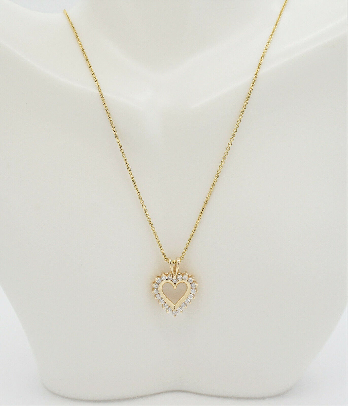 14k Yellow Gold Heart Diamond Pendant Necklace 0.5cttw, 18 inches - 6.0g