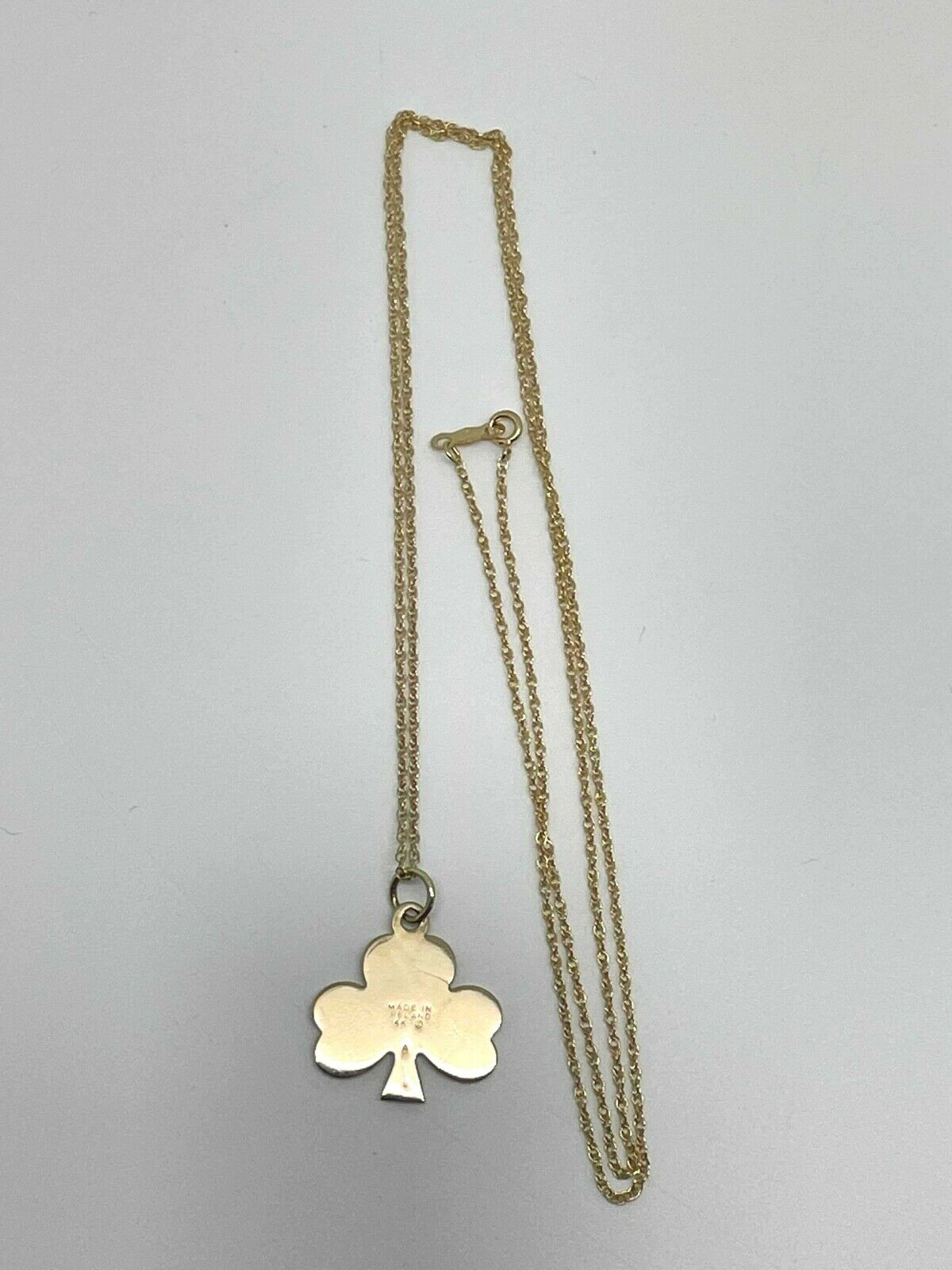 14k Yellow Gold Clover Necklace, Made in Ireland, 24 inches - 4.0g