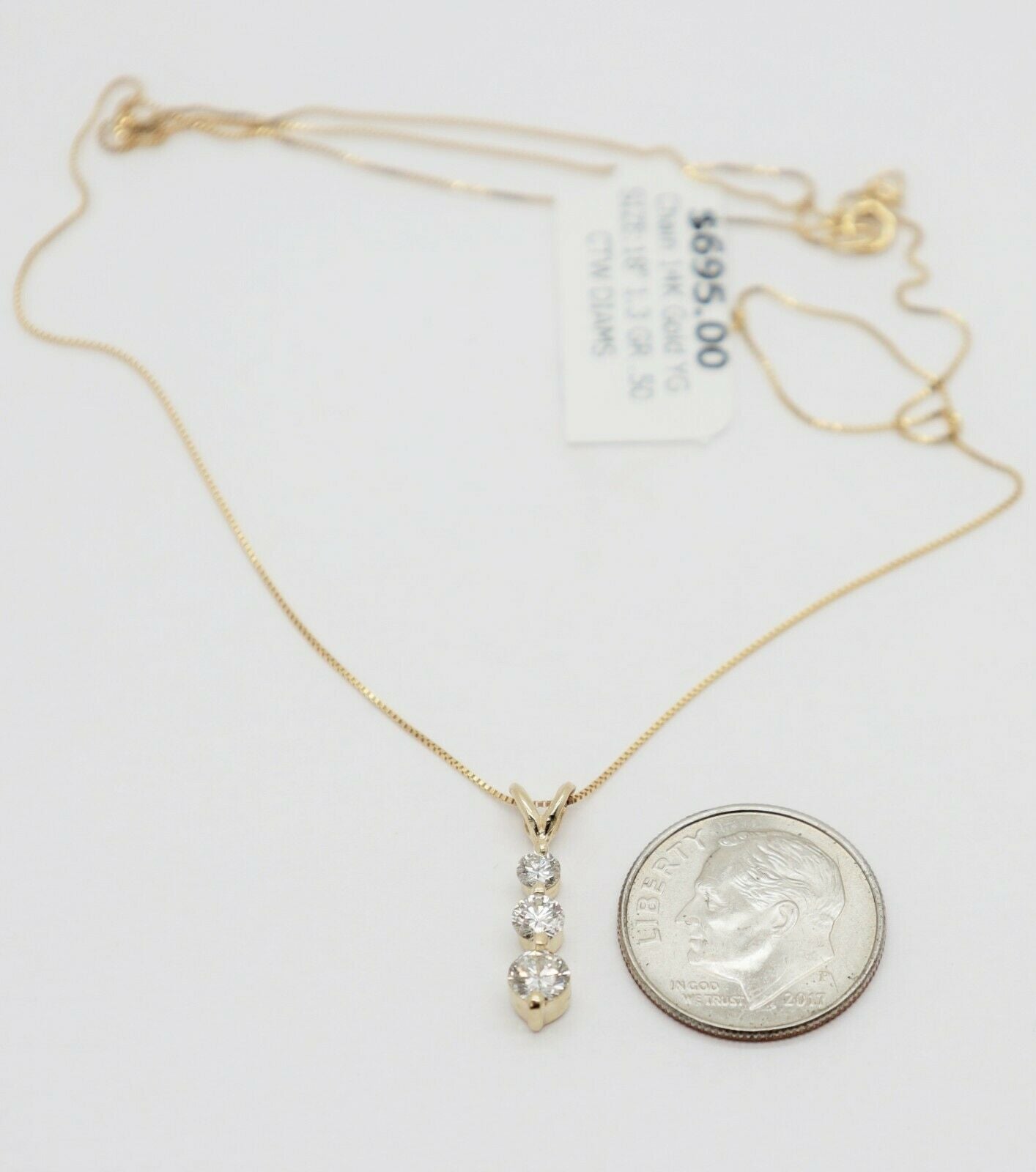 NEW 14k Yellow Gold Diamond Pendant Necklace, 18 inches - 1.3g