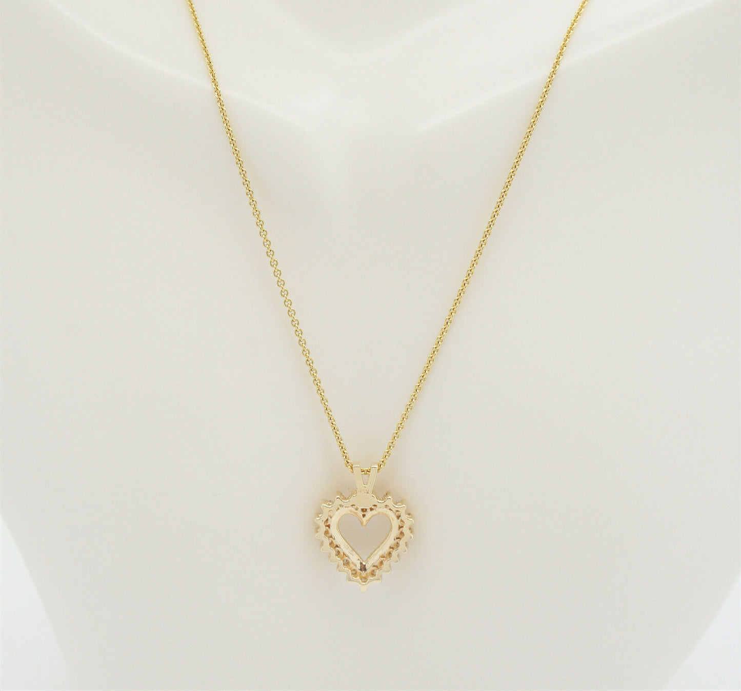 14k Yellow Gold Heart Diamond Pendant Necklace 0.5cttw, 18 inches - 6.0g