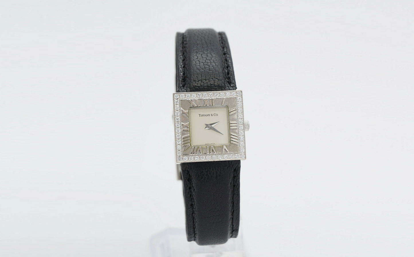 Tiffany & Co. Atlas 18k White Gold & Diamond Bezel Watch L3760