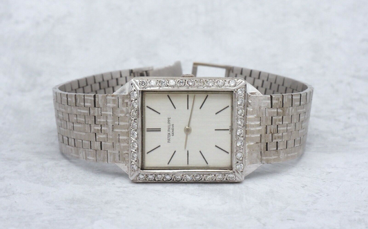 Vintage 18k White Gold Patek Philippe Reference 3491 Diamond Watch - 81.0g