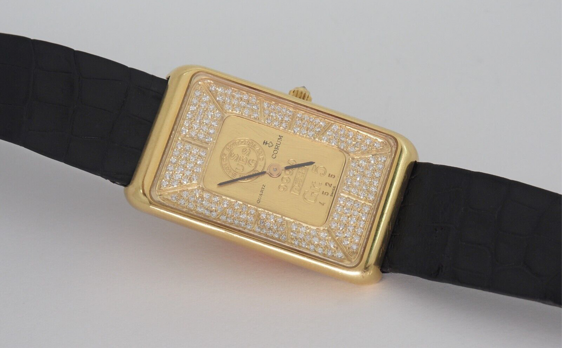 Rare Corum 18k Yellow Gold Diamond 5 Gram Ingot 999.9 Watch 47.5g