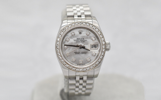 Rolex Ladies Datejust 179174 Stainless Jubilee Band Diamonds & Mother of Pearl