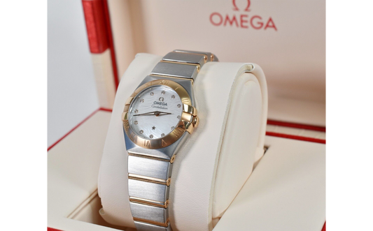 Omega 18k Gold/Stainless Steel Ladies Constellation Diamond Quartz 24mm Watch