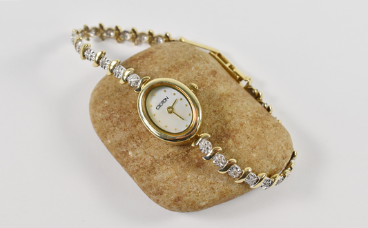 Croton 14k Yellow & White Gold Ladies Diamond & Mother of Pearl Watch - 14.3g